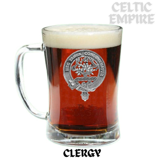 Clergy Family Clan Crest Badge Glass Beer Mug