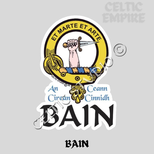 Bain Family Clan Crest Decal | Custom Scottish Heritage Car & Laptop Stickers
