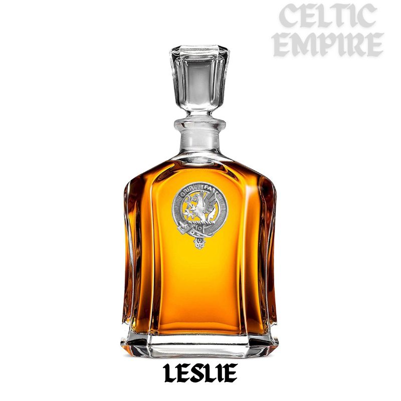 Leslie Family Clan Crest Badge Whiskey Decanter