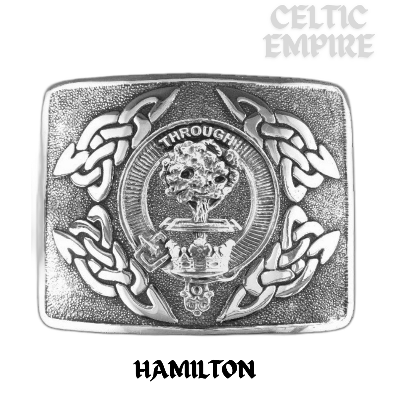 Hamilton Family Clan Crest Interlace Kilt Belt Buckle