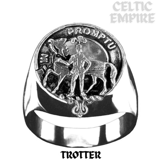 Trotter Scottish Family Clan Crest Ring  ~  Sterling Silver and Karat Gold