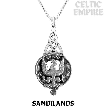 Sandilands Family Clan Crest Interlace Drop Pendant