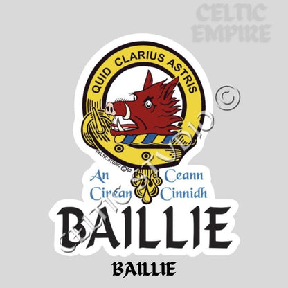 Baillie Family Clan Crest Decal | Custom Scottish Heritage Car & Laptop Stickers