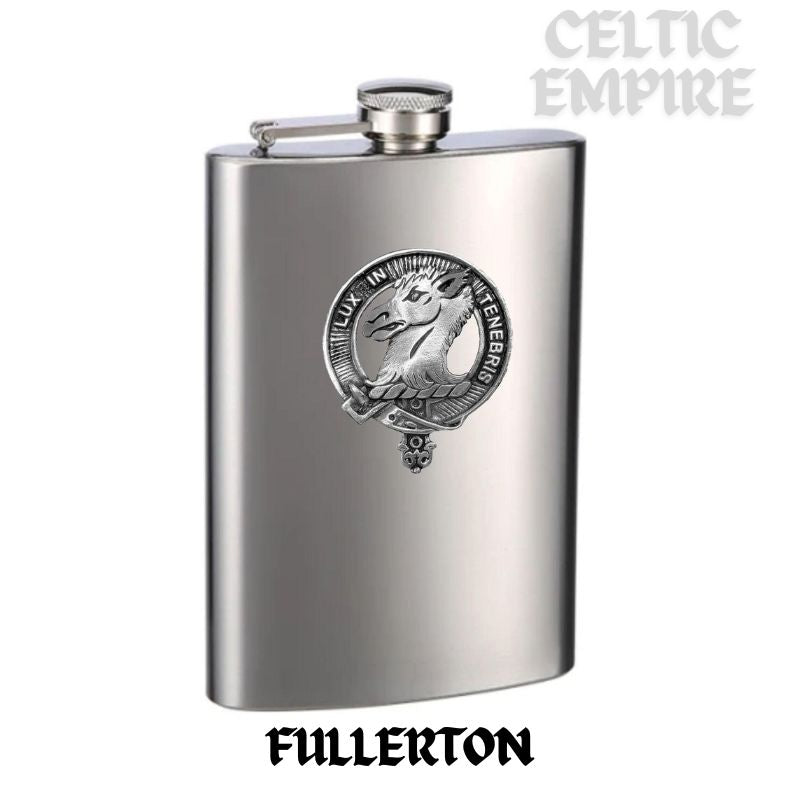 Fullerton Family Clan Crest Scottish Badge Stainless Steel Flask 8oz