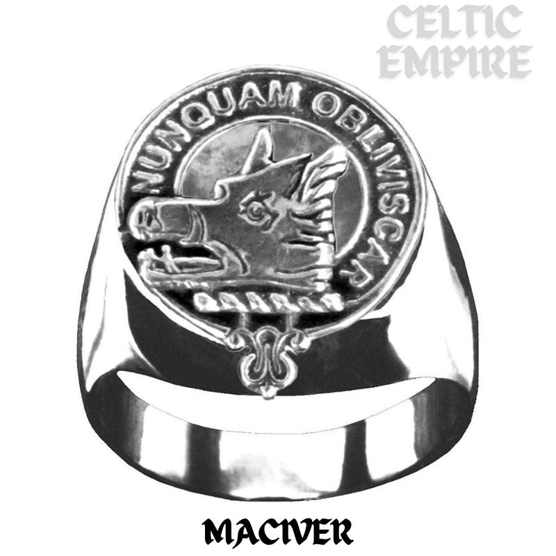 MacIver Scottish Family Clan Crest Ring Sterling Silver and Karat Gold