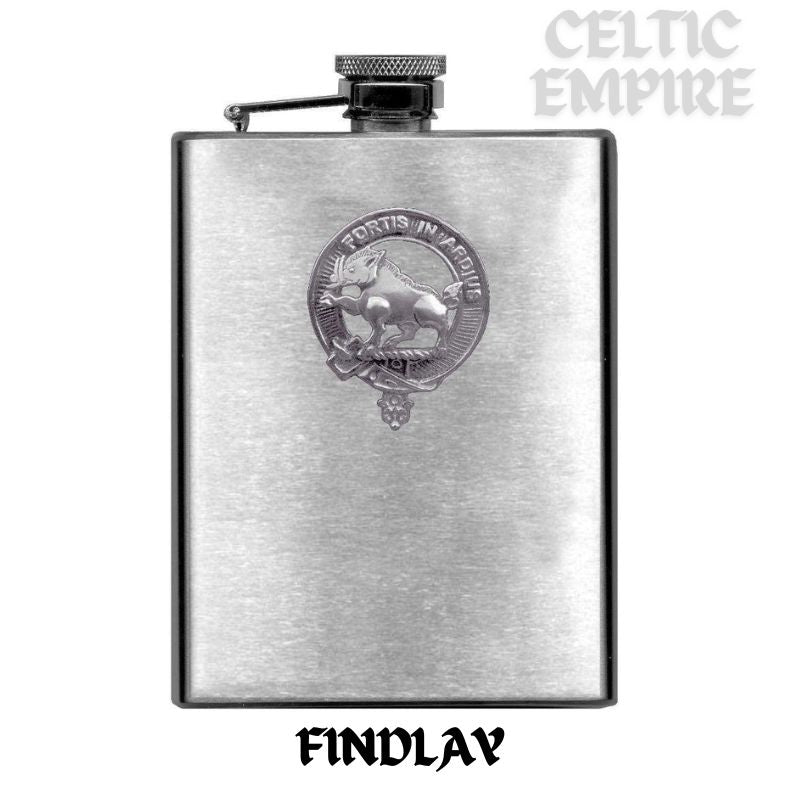 Finlay Family Clan Crest Scottish Badge Stainless Steel Flask 8oz