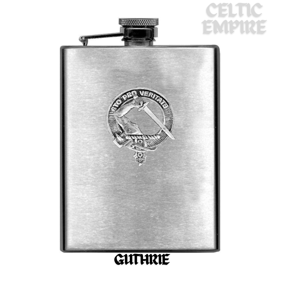 Guthrie 8oz Family Clan Crest Scottish Badge Flask