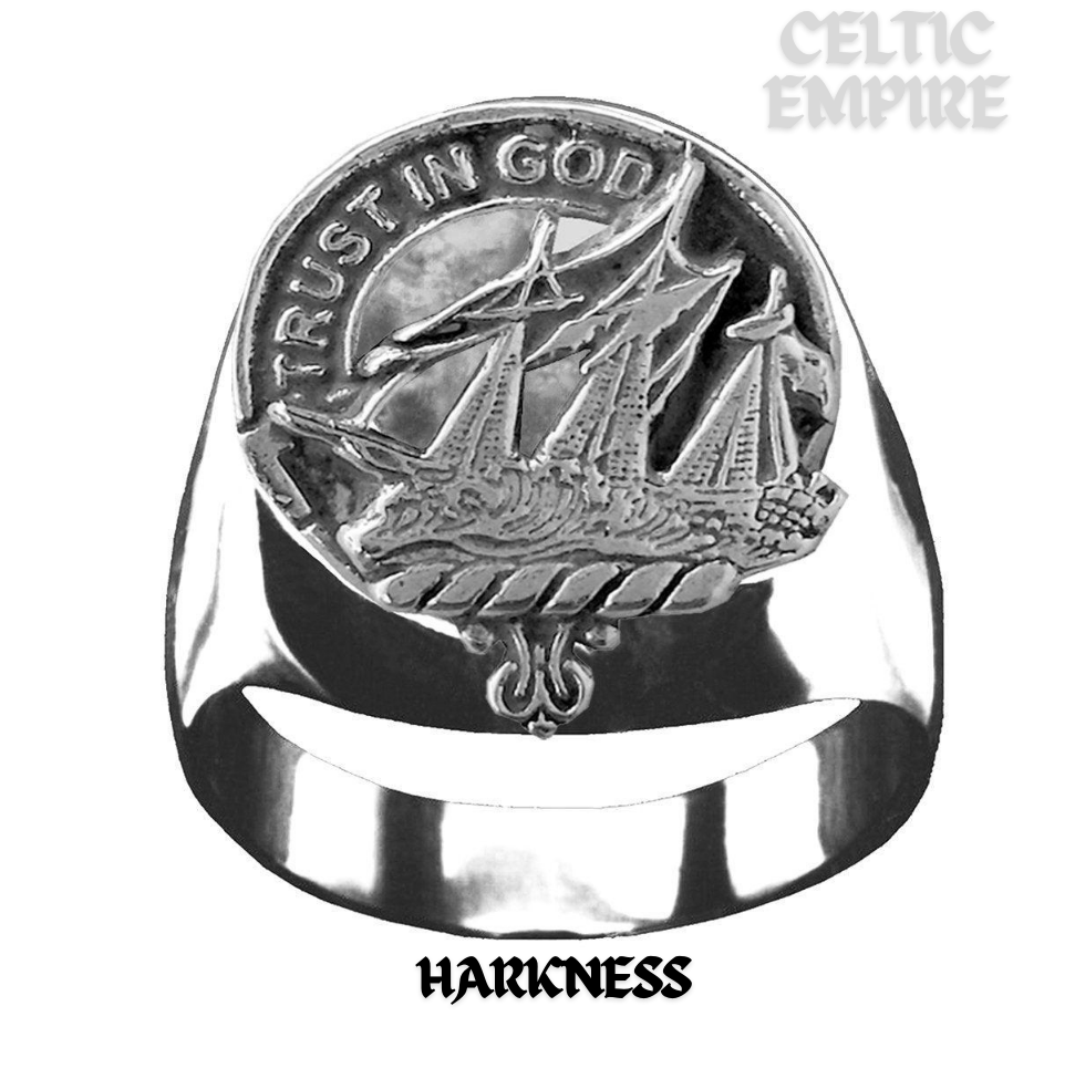 Harkness Scottish Family Clan Crest Ring Sterling Silver and Karat Gold