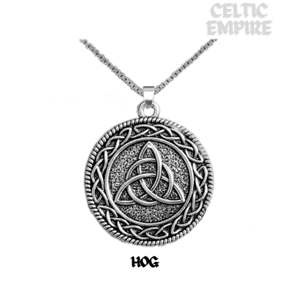 Hog Family Clan Crest Celtic Interlace Disk Pendant, Scottish Family Crest