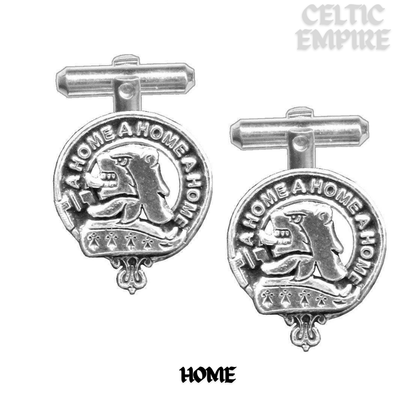 Home Family Clan Crest Scottish Cufflinks; Pewter, Sterling Silver and Karat Gold