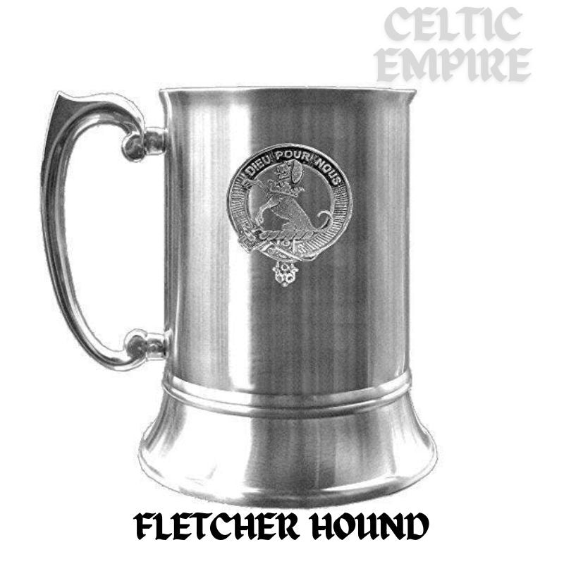 Fletcher (Hound) Scottish Family Clan Crest Badge Tankard