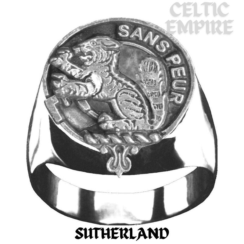 Sutherland Scottish Family Clan Crest Ring Sterling Silver and Karat Gold