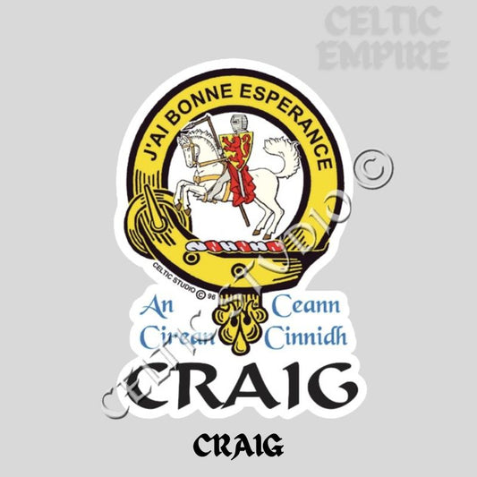 Craig Family Clan Crest Decal | Custom Scottish Heritage Car & Laptop Stickers
