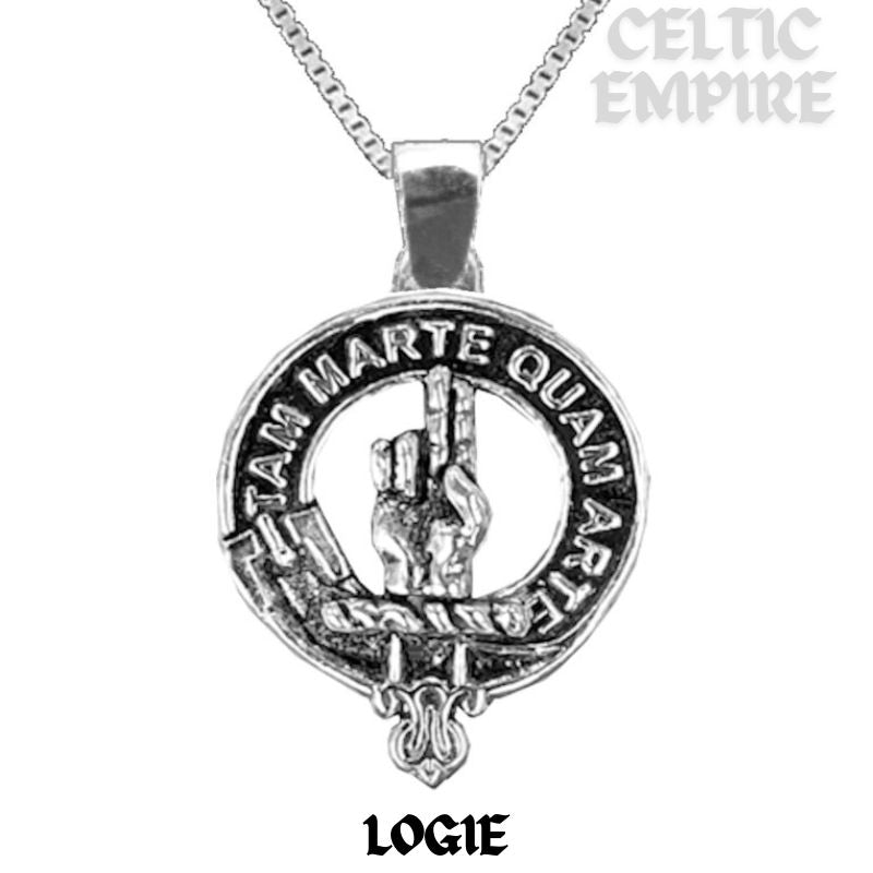 Logie Large 1" Scottish Family Clan Crest Pendant - Sterling Silver