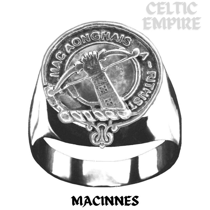 MacInnes Scottish Family Clan Crest Ring Sterling Silver and Karat Gold