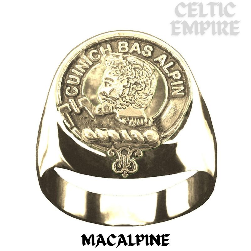 MacAlpine Scottish Family Clan Crest Ring Sterling Silver and Karat Gold