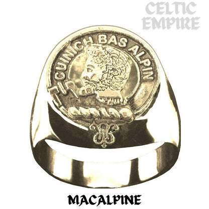 MacAlpine Scottish Family Clan Crest Ring Sterling Silver and Karat Gold