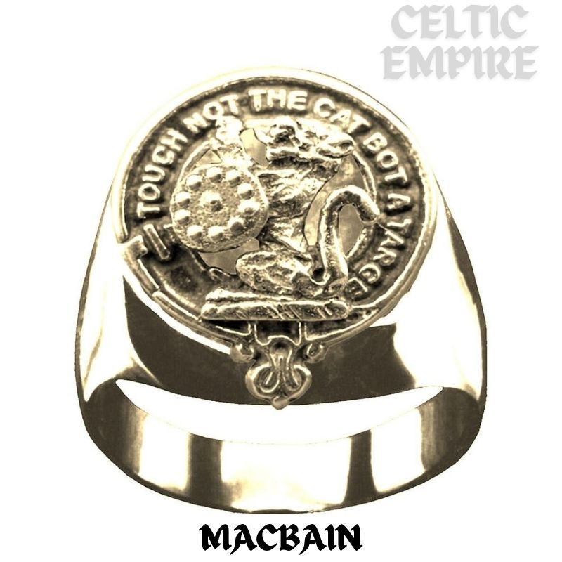 MacBain Scottish Family Clan Crest Ring Sterling Silver and Karat Gold