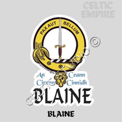 Blaine Family Clan Crest Decal | Custom Scottish Heritage Car & Laptop Stickers