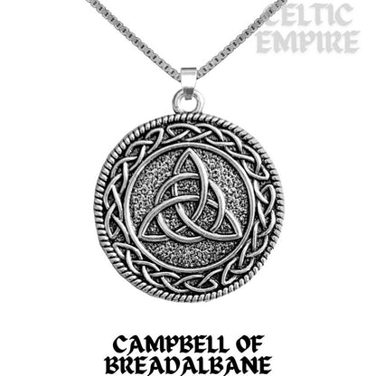 Campbell Breadalbane Family Clan Crest Celtic Interlace Disk Pendant, Scottish Family Crest