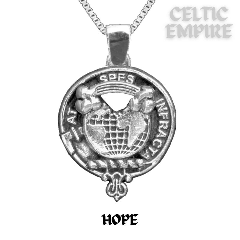 Hope Large 1" Scottish Family Clan Crest Pendant - Sterling Silver