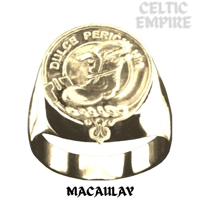 MacAulay Scottish Family Clan Crest Ring Sterling Silver and Karat Gold