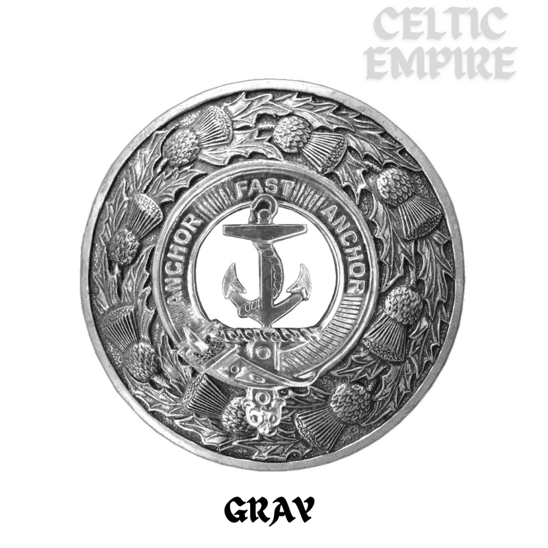 Gray Family Clan Badge Scottish Plaid Brooch