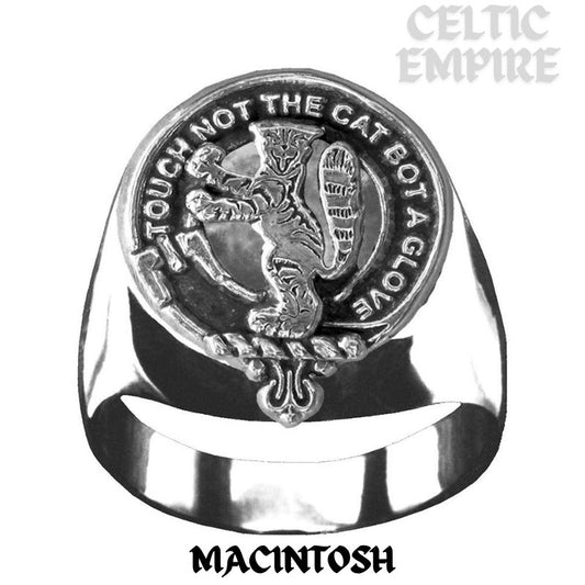 MacIntosh Scottish Family Clan Crest Ring Sterling Silver and Karat Gold