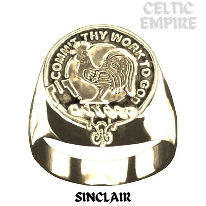 Sinclair Scottish Clan Crest Ring Sterling Silver and Karat Gold
