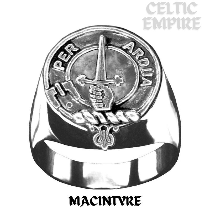 MacIntyre Scottish Family Clan Crest Ring Sterling Silver and Karat Gold