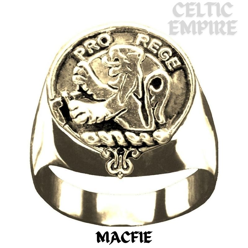 MacFie Scottish Family Clan Crest Ring Sterling Silver and Karat Gold