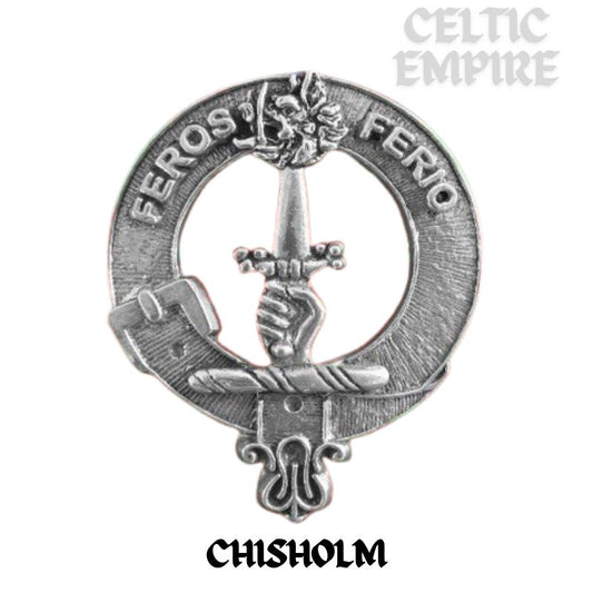 Chisholm Family Clan Crest Scottish Pewter Cap Badge