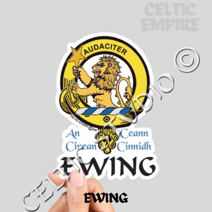 Ewing Family Clan Crest Decal | Custom Scottish Heritage Car & Laptop Stickers