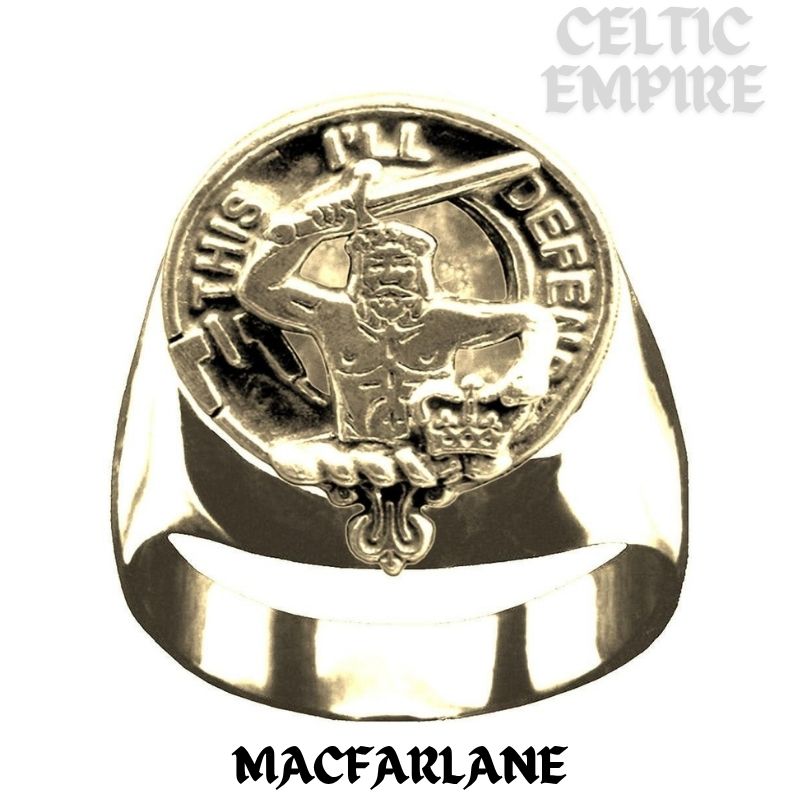 MacFarlane Scottish Family Clan Crest Ring Sterling Silver and Karat Gold