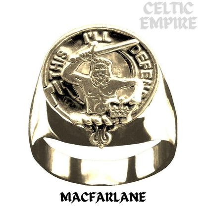 MacFarlane Scottish Family Clan Crest Ring Sterling Silver and Karat Gold
