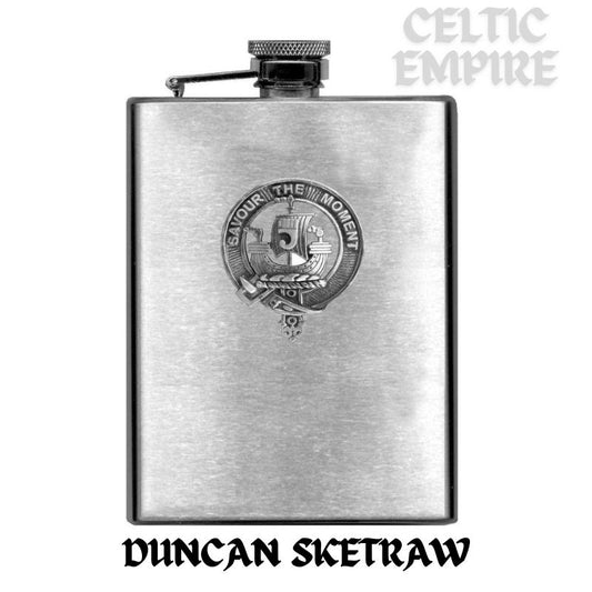 Duncan Sketraw Family Clan Crest Scottish Badge Stainless Steel Flask 8oz
