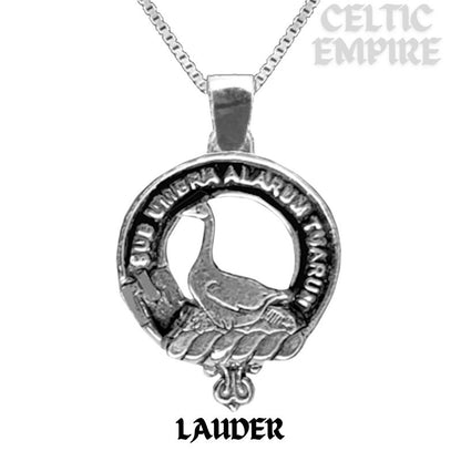 Lauder Large 1" Scottish Family Clan Crest Pendant - Sterling Silver