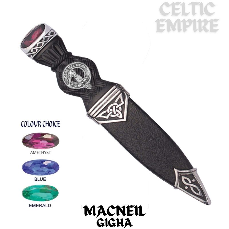 MacNeill (Gigha) Interlace Family Clan Crest Sgian Dubh, Scottish Knife