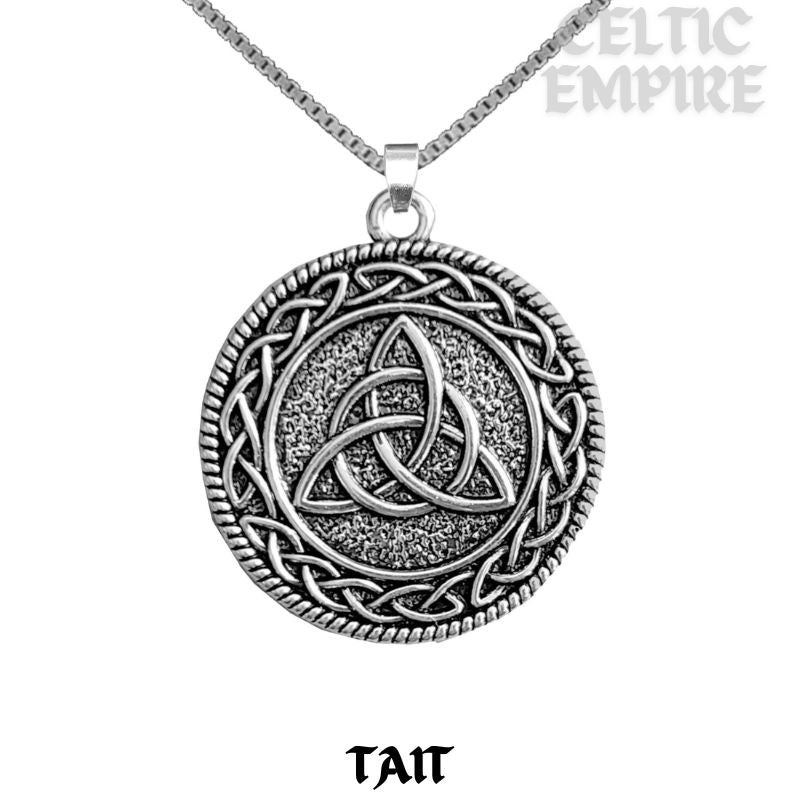 Tait Family Clan Crest Celtic Interlace Disk Pendant, Scottish Family Crest