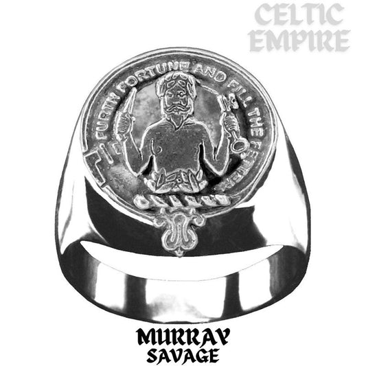Murray Savage Scottish Family Clan Crest Ring  ~  Sterling Silver and Karat Gold