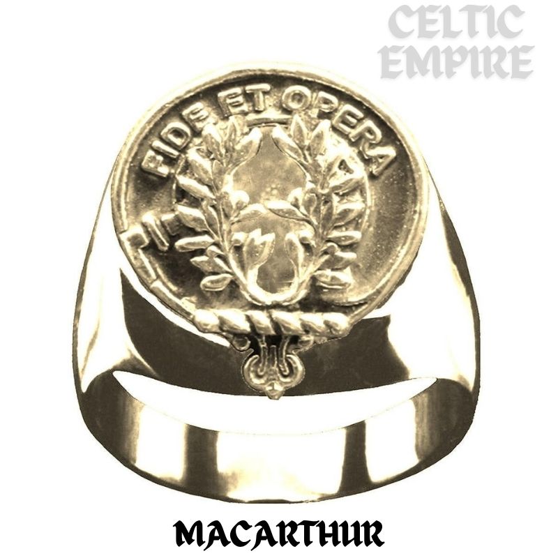 MacArthur Scottish Family Clan Crest Ring Sterling Silver and Karat Gold