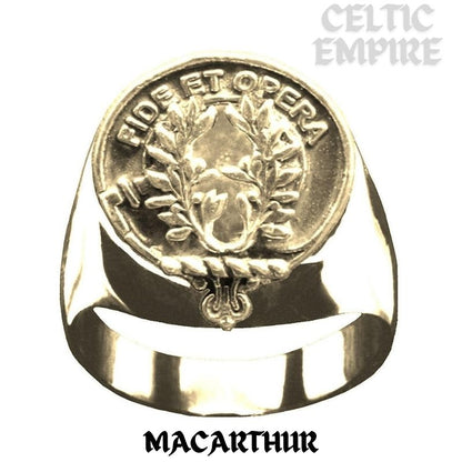 MacArthur Scottish Family Clan Crest Ring Sterling Silver and Karat Gold