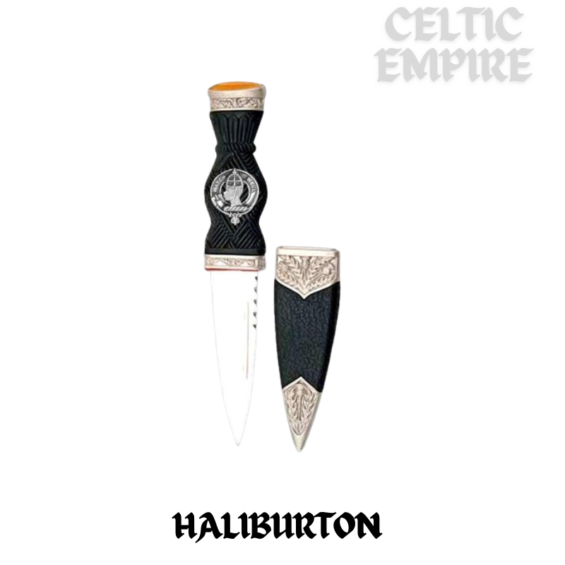 Haliburton Family Clan Crest Sgian Dubh, Scottish Knife