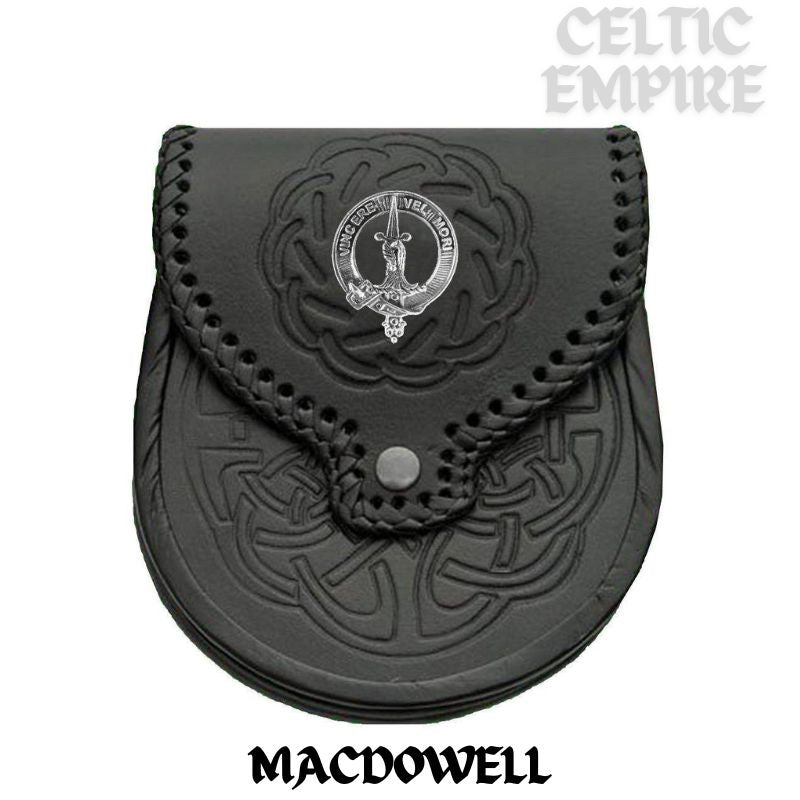 MacDowell Scottish Family Clan Badge Sporran, Leather