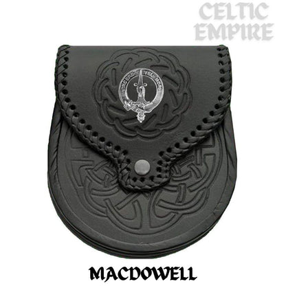 MacDowell Scottish Family Clan Badge Sporran, Leather