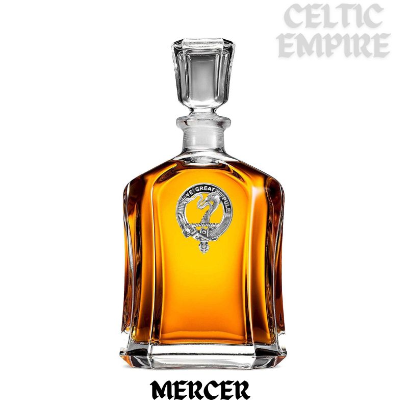 Mercer Family Clan Crest Badge Whiskey Decanter