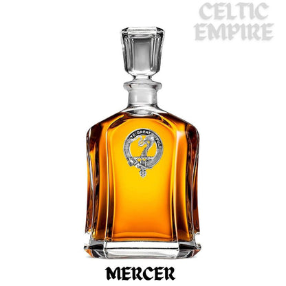 Mercer Family Clan Crest Badge Whiskey Decanter