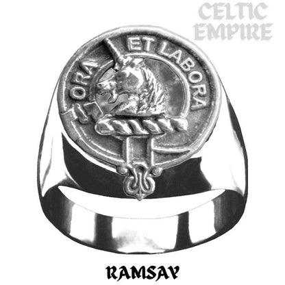 Ramsay Scottish Family Clan Crest Ring Sterling Silver and Karat Gold