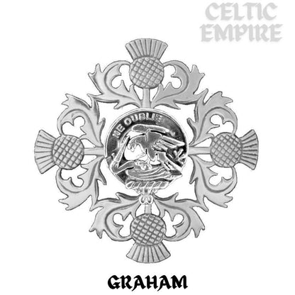 Graham Family Clan Crest Scottish Four Thistle Brooch