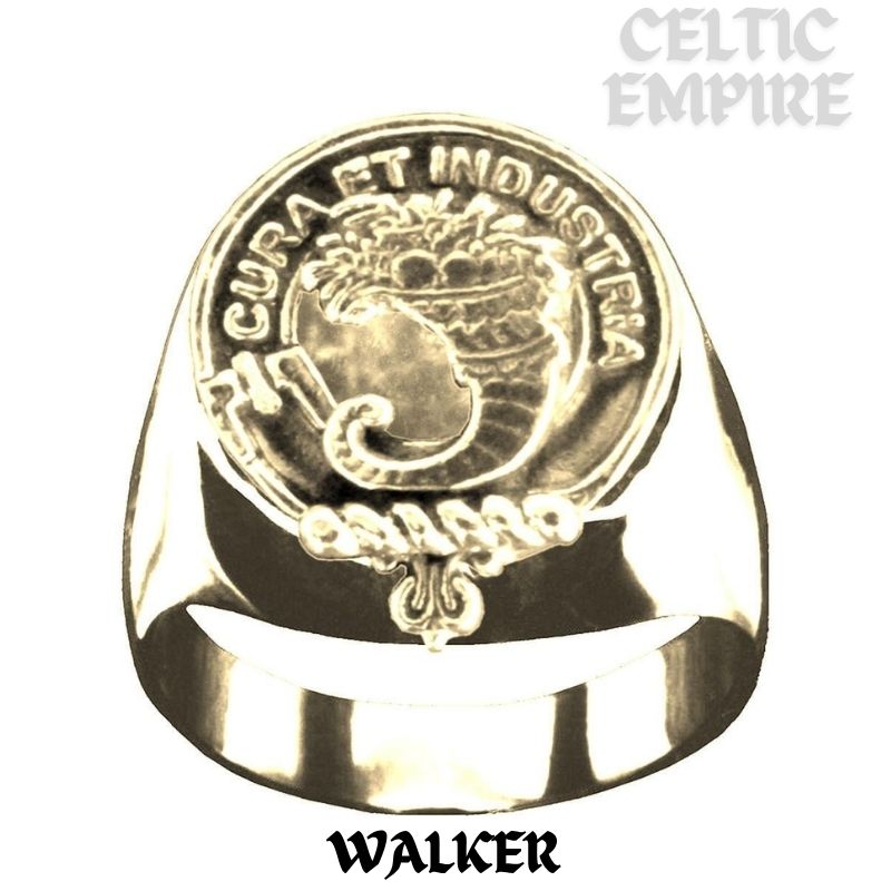 Walker Scottish Family Clan Crest Ring  ~  Sterling Silver and Karat Gold
